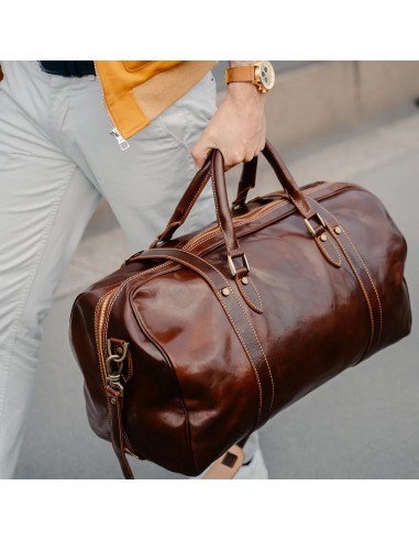 Men's Brown Leather Duffle Bag 50-70% off 