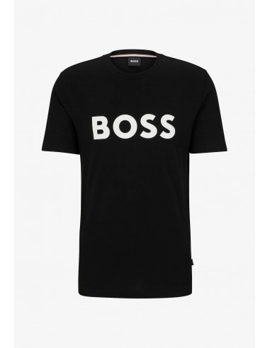 T-Shirt logo BOSS noir en coton en stock