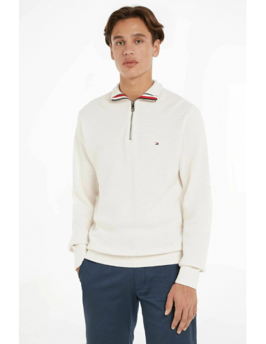 Pull demi-zip Tommy Hilfiger blanc Economisez 