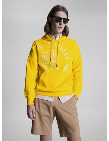 Sweat à capuche monogramme Tommy Hilfiger jaune en coton bio hantent personnes