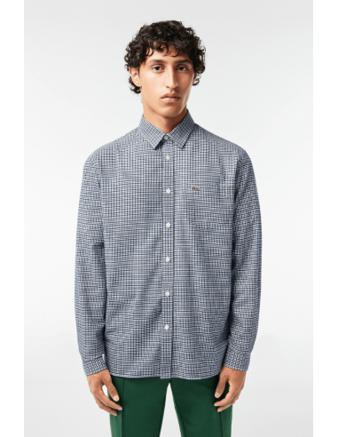 Chemise à carreaux Lacoste droite marine en coton bio Jusqu'à 80% De Réduction