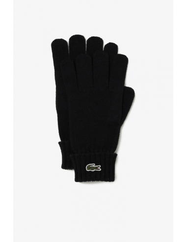 Gants unisexes Lacoste noirs en laine plus qu'un jeu 