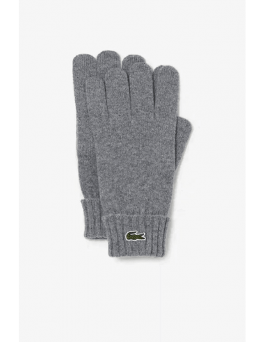 Gants unisexes Lacoste gris en laine de technologie