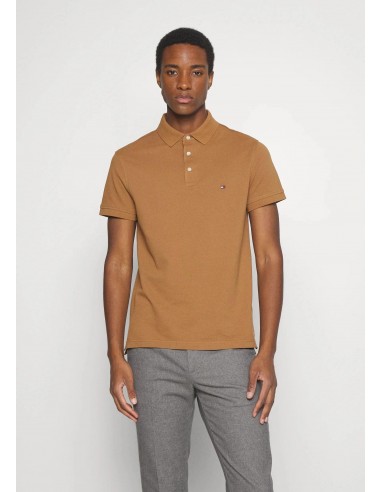 Polo Tommy Hilfiger ajusté marron en coton bio stretch store