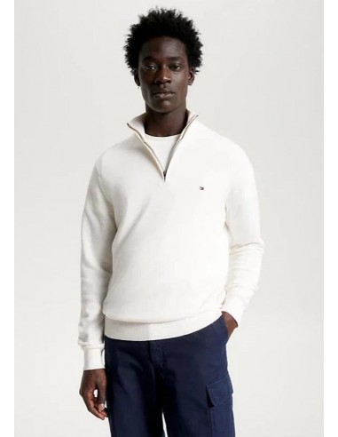 Pull camionneur Tommy Hilfiger blanc en cachemire destockage