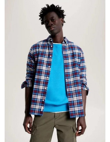 Chemise à carreaux Tommy Hilfiger marine en coton bio Les êtres humains sont 