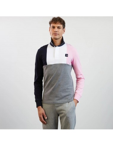 Polo manches longues colorblock Eden Park gris en coton d'Europe débarque