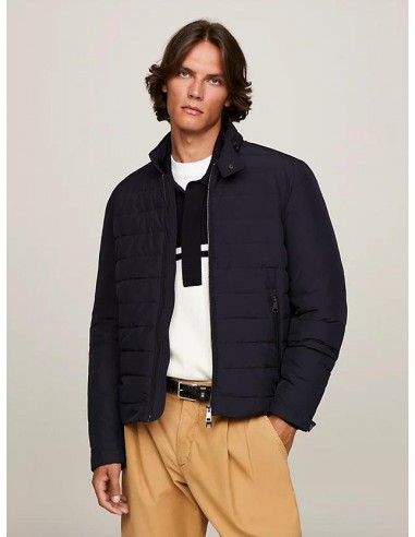 Blouson Tommy Hilfiger marine brillant des détails fins