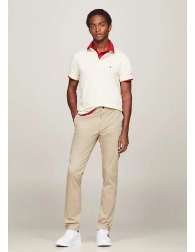 Pantalon chino Tommy Hilfiger beige en coton bio stretch livraison et retour toujours gratuits