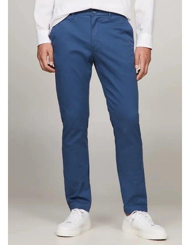 Pantalon chino slim Tommy Hilfiger bleu coton bio stretch 50% de réduction en Octobre 2024