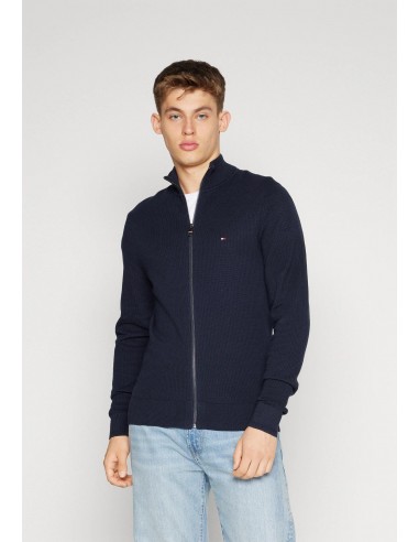 Gilet zippé Tommy Hilfiger marine en coton bio paiement sécurisé