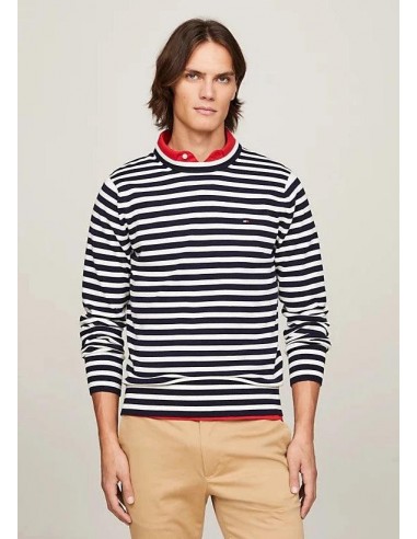 Pull à rayures Tommy Hilfiger marine en coton bio français