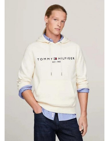 Sweat à capuche Tommy Hilfiger beige en coton bio en linge