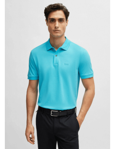 Polo BOSS bleu en linge