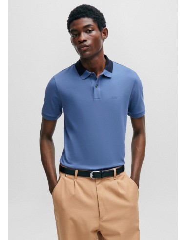 Polo col contrasté BOSS ajusté bleu Véritable concentré