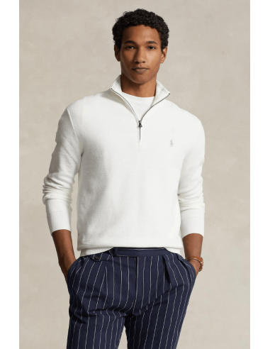 Pull demi zip Ralph Lauren blanc hantent personnes