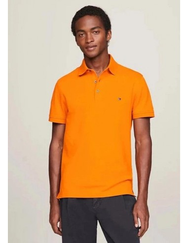 Polo Tommy Hilfiger ajusté orange en coton bio 50-70% off 