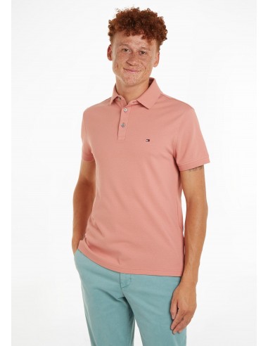 Polo Tommy Hilfiger ajusté rose en coton bio Profitez des Offres !