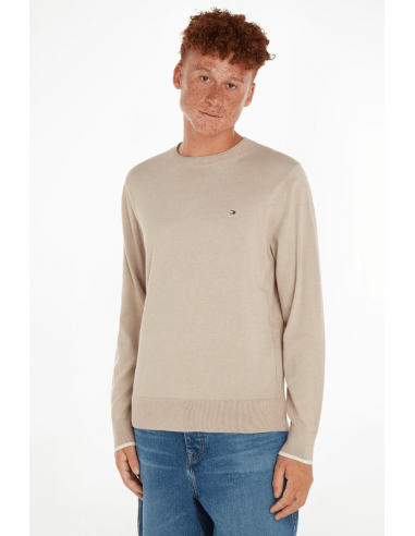 Pull Tommy Hilfiger beige en coton bio les muscles