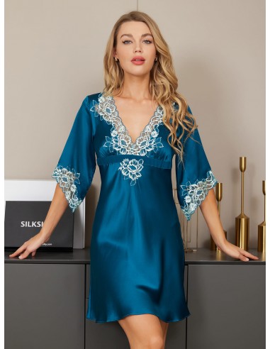 19Momme Pure Silk Casual Lace Trimmed Dress 2024