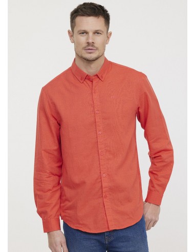 Chemise Lee Cooper rouge en lin la livraison gratuite