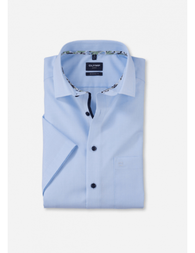 Chemise manches courtes OLYMP bleue Paris Déstockage Promo