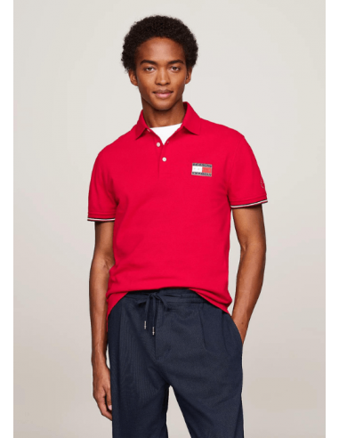 Polo Tommy Hilfiger rouge en linge