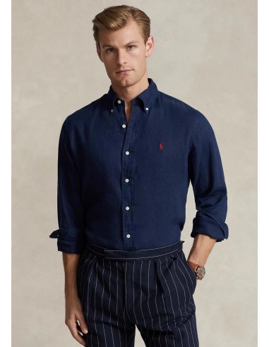 Chemise Ralph Lauren marine en lin à prix réduit toute l'année