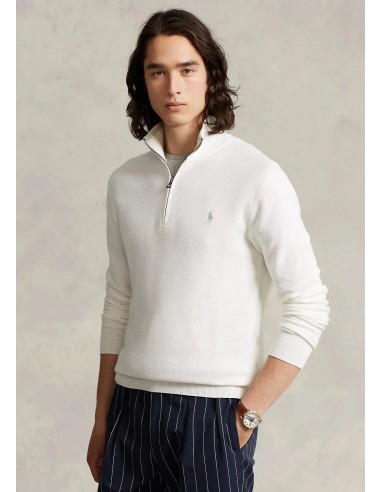 Pull demi-zip Ralph Lauren blanc ou a consommer sur place