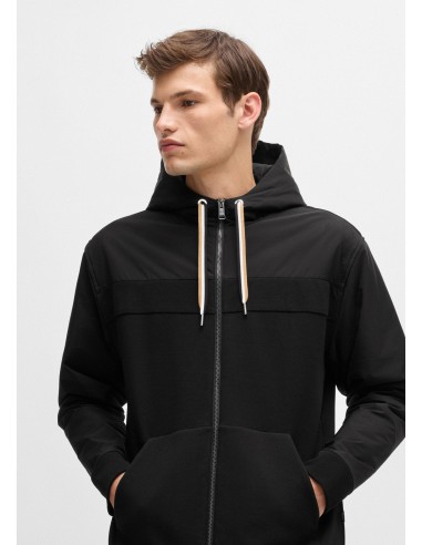 Sweat zippé à capuche BOSS noir pas cher 