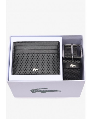 Coffret ceinture et porte-cartes Lacoste noire 2023