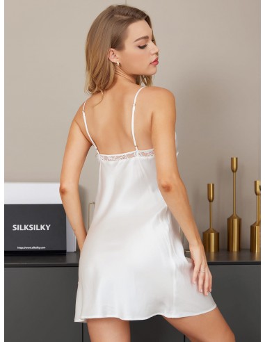 Pure Silk Casual Spaghetti Strap Backless Nightgown est présent 