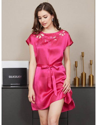 Pure Silk Solid Color Elegant Cut-Out Nightgown outlet