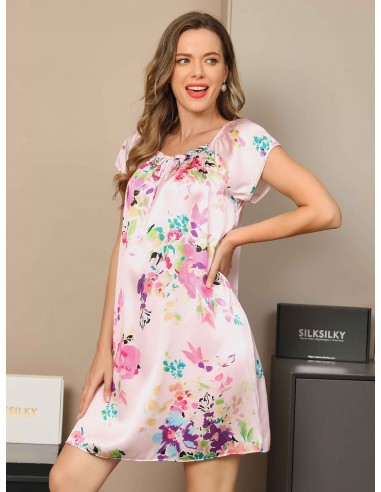 Pure Silk Floral Pattern Vacation Cute Nightgown Le MVP de beaucoup