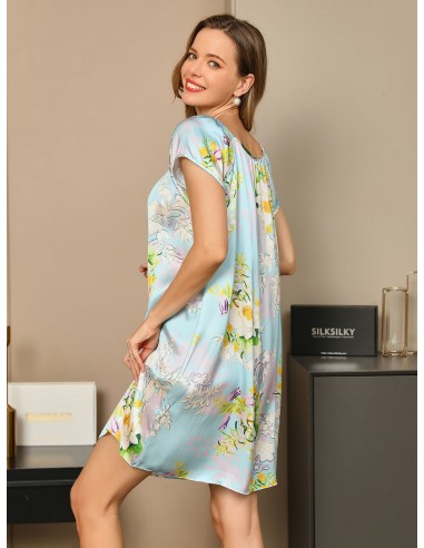 Pure Silk Floral Pattern Casual Cute Nightgown votre