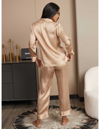 Pure Silk Geometric Pattern Women's Pajamas Pour