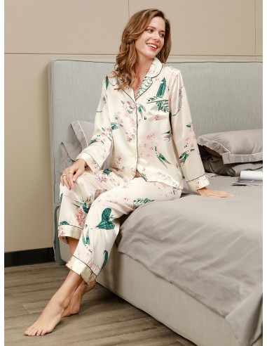 Printed Luxurious Pure Silk Pajamas Set 2Pcs s'inspire de l'anatomie humaine