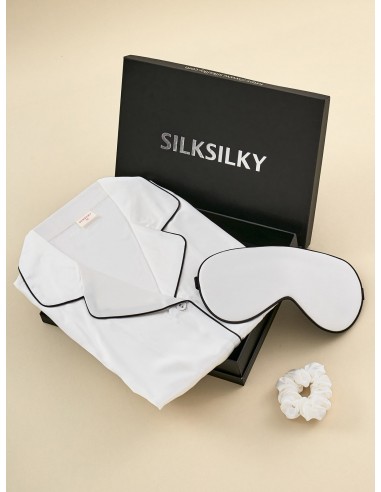 Gift Set - Silk Long Sleeve Pajama Set & Eye Mask & Scrunchie Découvrez la collection