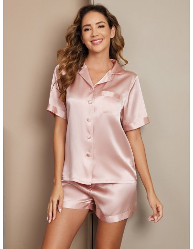 Pure Silk Casual Short Sleeve Women's Pajamas Set de la marque