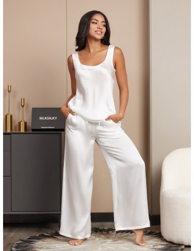 Pure Silk Cami & Wide Leg Pants Pajama Set sur le site 