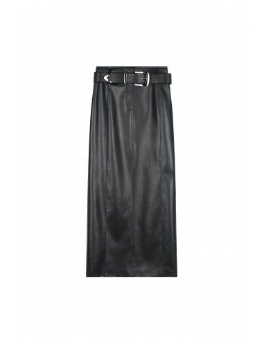 Straight Fit Long Leather Skirt With Belt du meilleur 