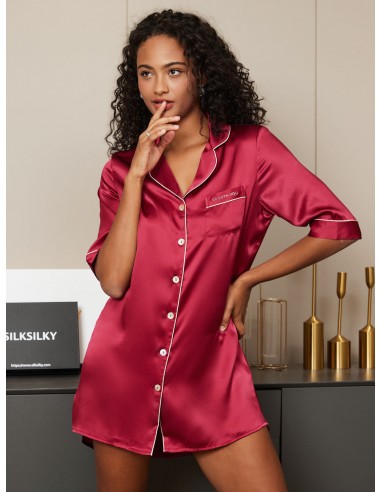 Pure Silk Solid Color Nightshirt Jusqu'à 80% De Réduction