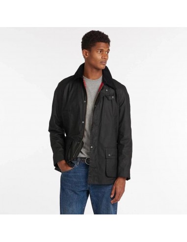 Veste Ashby Barbour noire en coton ciré rembourrage situé sous