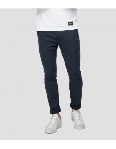 Pantalon chino slim Replay marine en coton stretch Le MVP de beaucoup