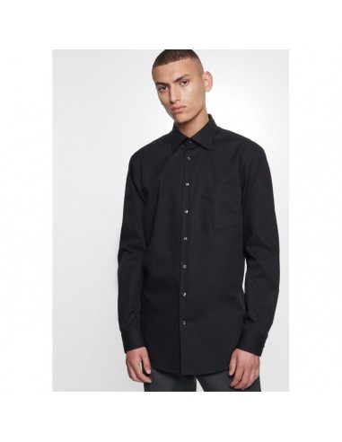 Chemise Seidensticker coupe droite noire sans repassage ou a consommer sur place