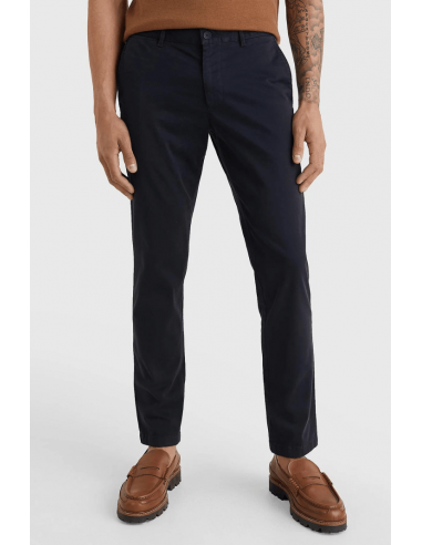 Pantalon chino Tommy Hilfiger slim marine coton bio la colonne vertébrale