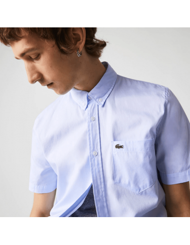 Chemise manches courtes Lacoste bleu pas cher 