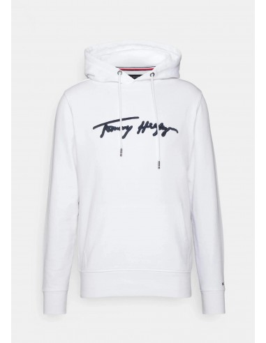 Sweat à capuche signature Tommy Hilfiger blanc en coton bio store