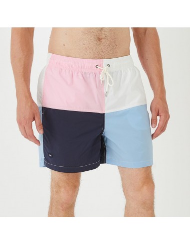 Short de bain colorblock Eden Park rose brillant des détails fins