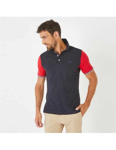 Polo bicolore FFR Eden Park marine et rouge les muscles